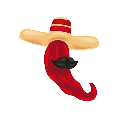 mexican pepper with hatのイラスト素材