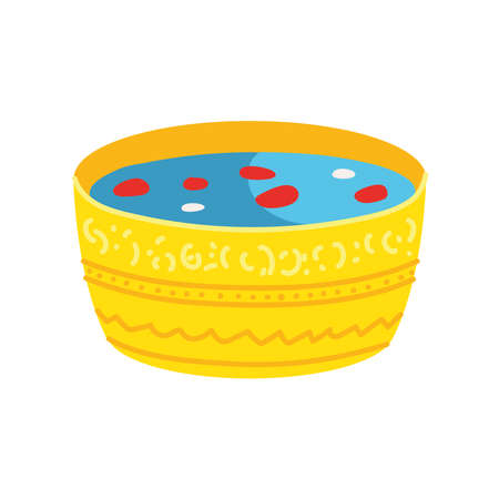 bowl with water and petalsのイラスト素材