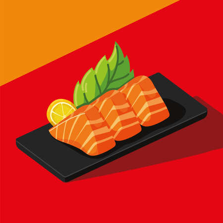 japanese food salmonのイラスト素材