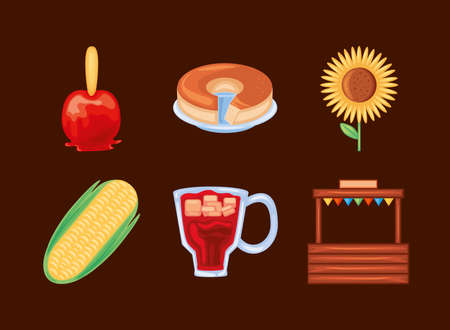 festa junina party icons setのイラスト素材