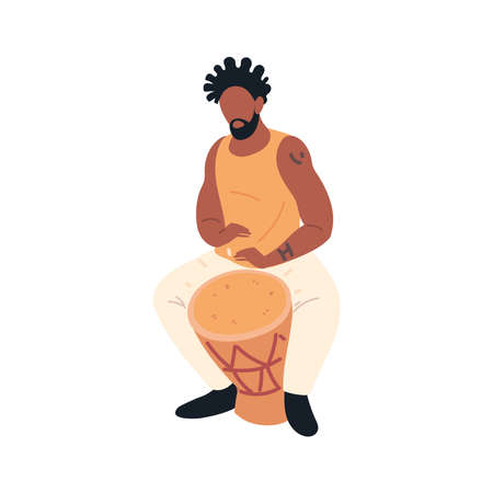 afro man playing drumのイラスト素材