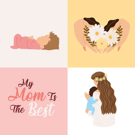 set of mothers dayのイラスト素材