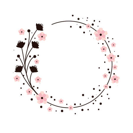 flowers circle borderのイラスト素材