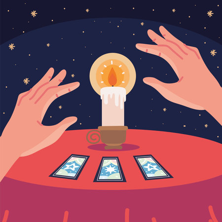 tarot and burning candleのイラスト素材