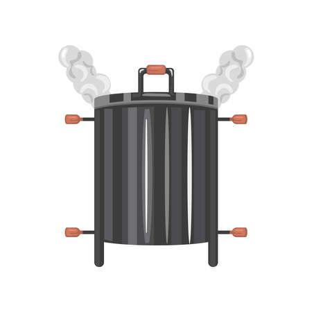 barbecue barrel with smokeのイラスト素材