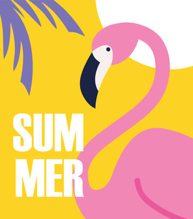 summer flamingo birdのイラスト素材
