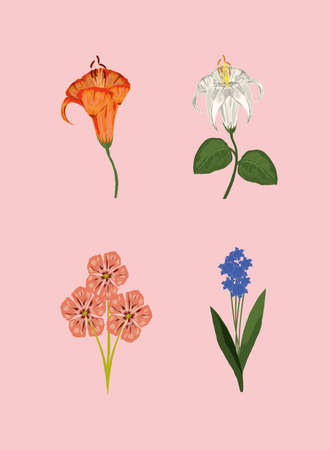 icons set flowersのイラスト素材