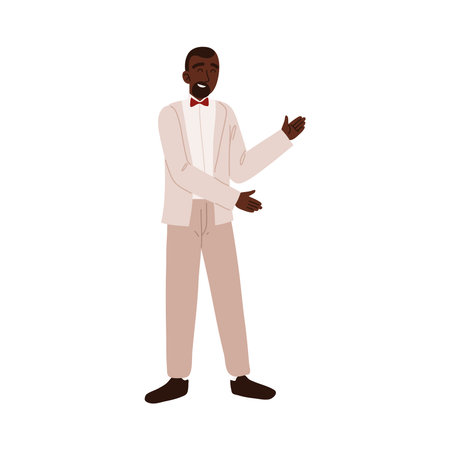 afro american groom weddingのイラスト素材