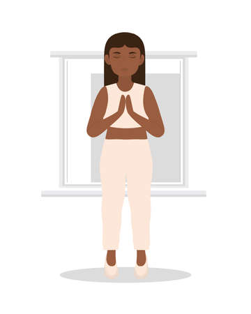 woman in yoga meditation poseのイラスト素材