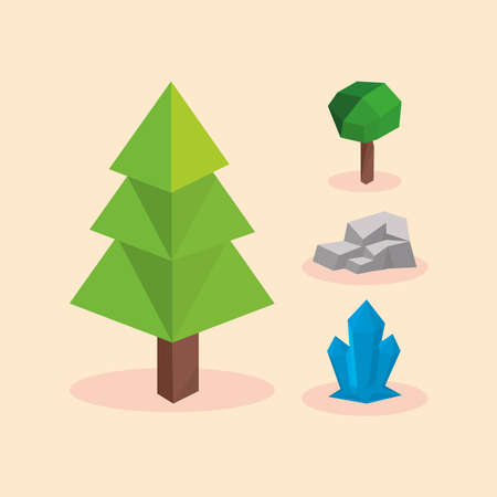 icons set low polyのイラスト素材