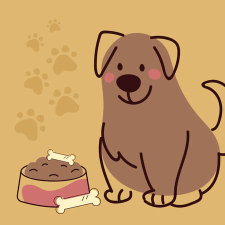 brown dog and foodのイラスト素材