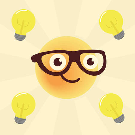 nerd emoji with glassesのイラスト素材