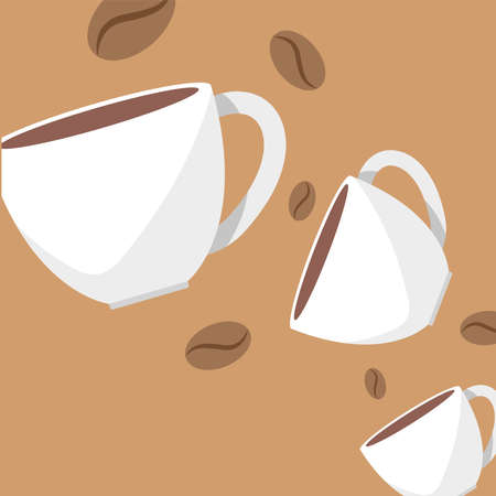 white coffee cups and grainsのイラスト素材