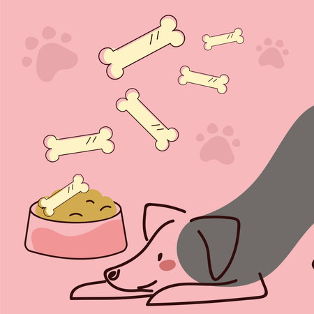 cute dog and foodのイラスト素材