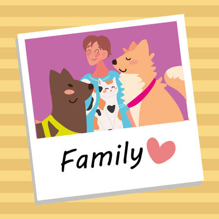 picture man with his petsのイラスト素材