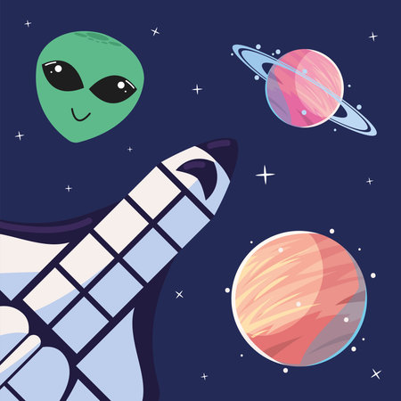 space rocket and alien