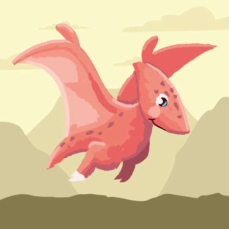 cute pteranodon dinosaurのイラスト素材