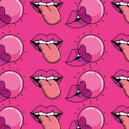 90s retro gum and lipsのイラスト素材