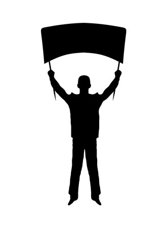 protest man with placardのイラスト素材