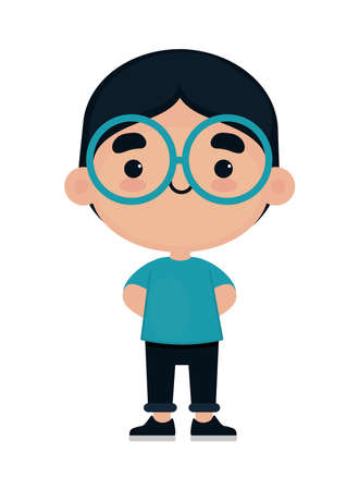 kawaii boy with glassesのイラスト素材