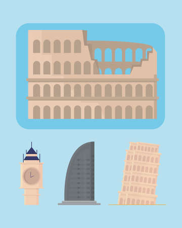 icons world landmarksのイラスト素材