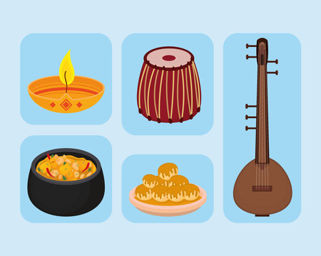 india food and instrumentsのイラスト素材