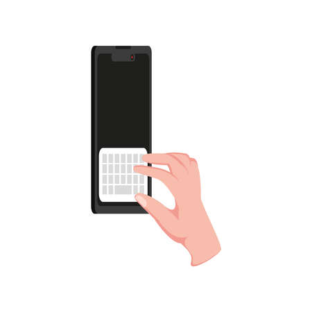 hand touching smartphone screenのイラスト素材