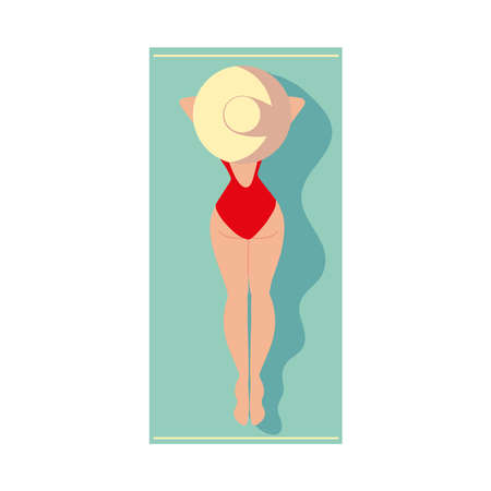 woman lying on towelのイラスト素材