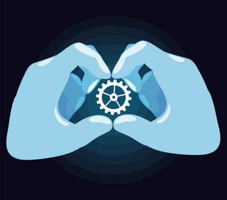 hands holds gear wheel