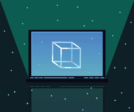 laptop blockchain technologyのイラスト素材