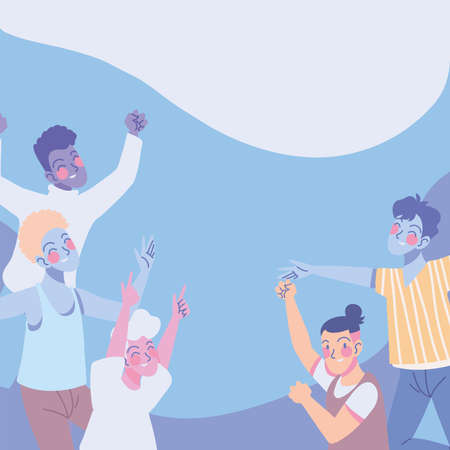 group of males happyのイラスト素材