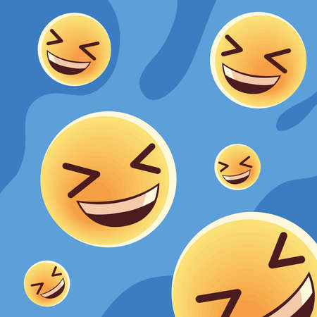 happy emoji facesのイラスト素材