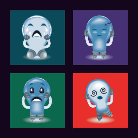 icons cute light bulb characterのイラスト素材