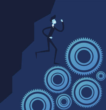 businessman and gearsのイラスト素材