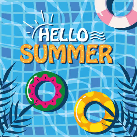 hello summer cardのイラスト素材