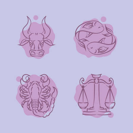 icons zodiac astrologyのイラスト素材