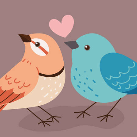 birds love heartsのイラスト素材