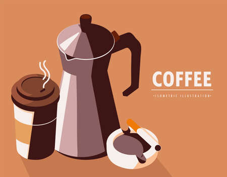 coffee kettle and cupのイラスト素材
