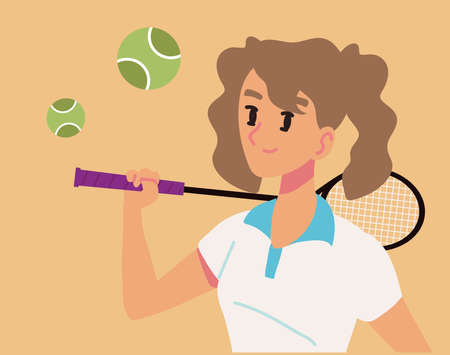 player female tennisのイラスト素材