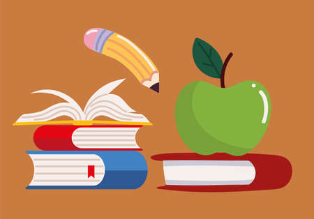 school books and pencilのイラスト素材