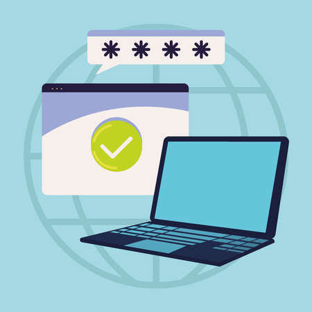 cybersecurity laptop digitalのイラスト素材