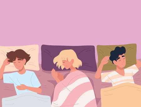 sleepign group maleのイラスト素材