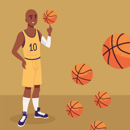 player holding basketball ballのイラスト素材