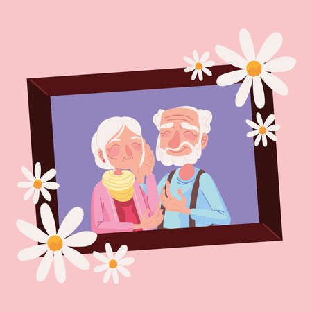 grandparents couple pictureのイラスト素材