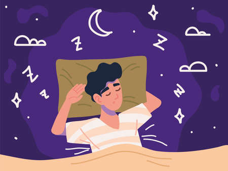 man sleeping, good nightのイラスト素材