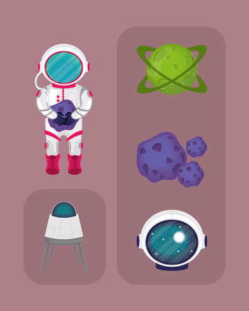 icons space cartoonのイラスト素材