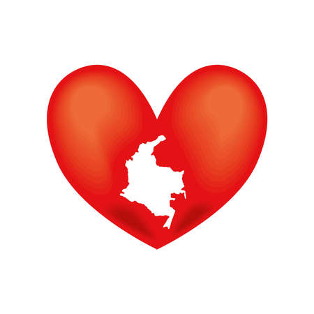 colombia map in heartのイラスト素材
