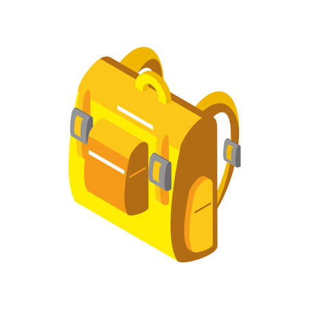 yellow backpack school supplyのイラスト素材