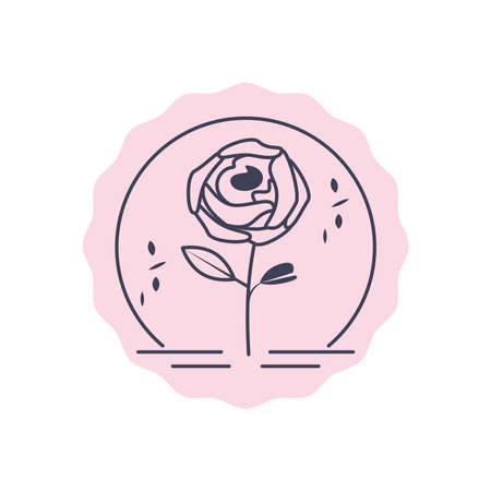 floral decoration badgeのイラスト素材