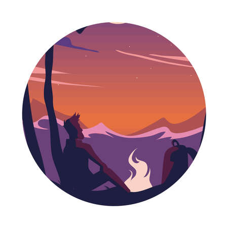 landscape night manのイラスト素材